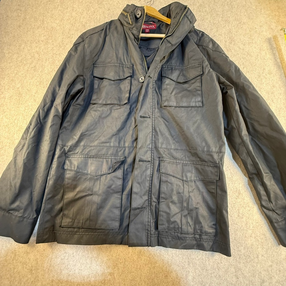 Merona Mens Water Resistant Field Jacket Black Utility M65 Style Coat Medium